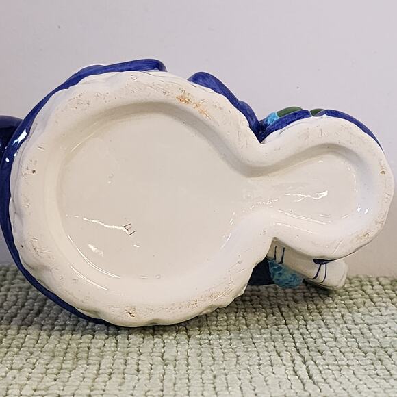 Snowman & Child Christmas Teapot Hand Painted Blue Winter Holiday Ceramic Décor - Picture 2 of 6